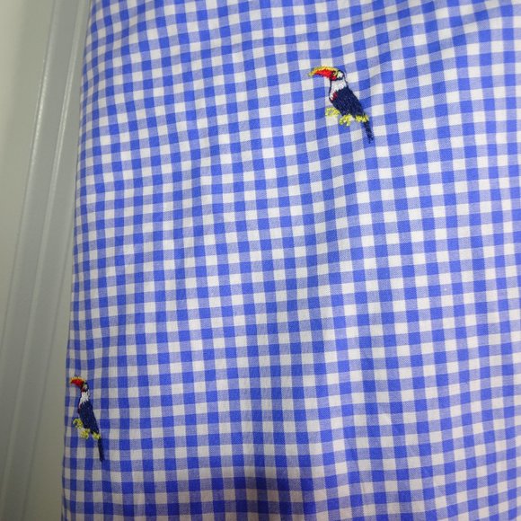 NWT Talbots Plus Size Gingham Cotton Canvas Skirt with Embroidered Parrots - Picture 7 of 8